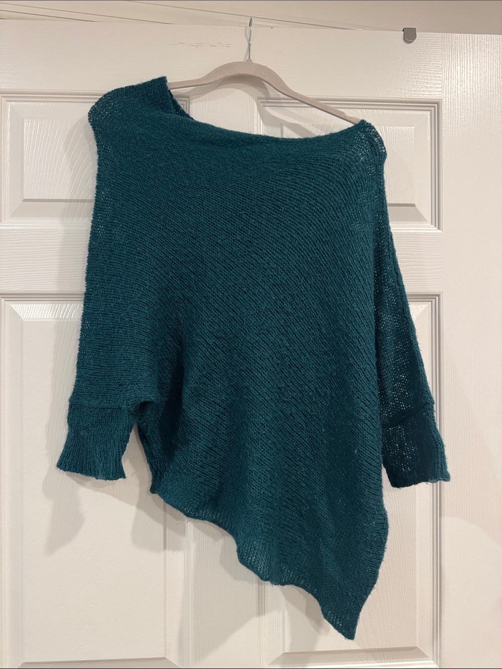 Wooden Ships Teal Off-the-Shoulder Asymmetrical Knit Sweater